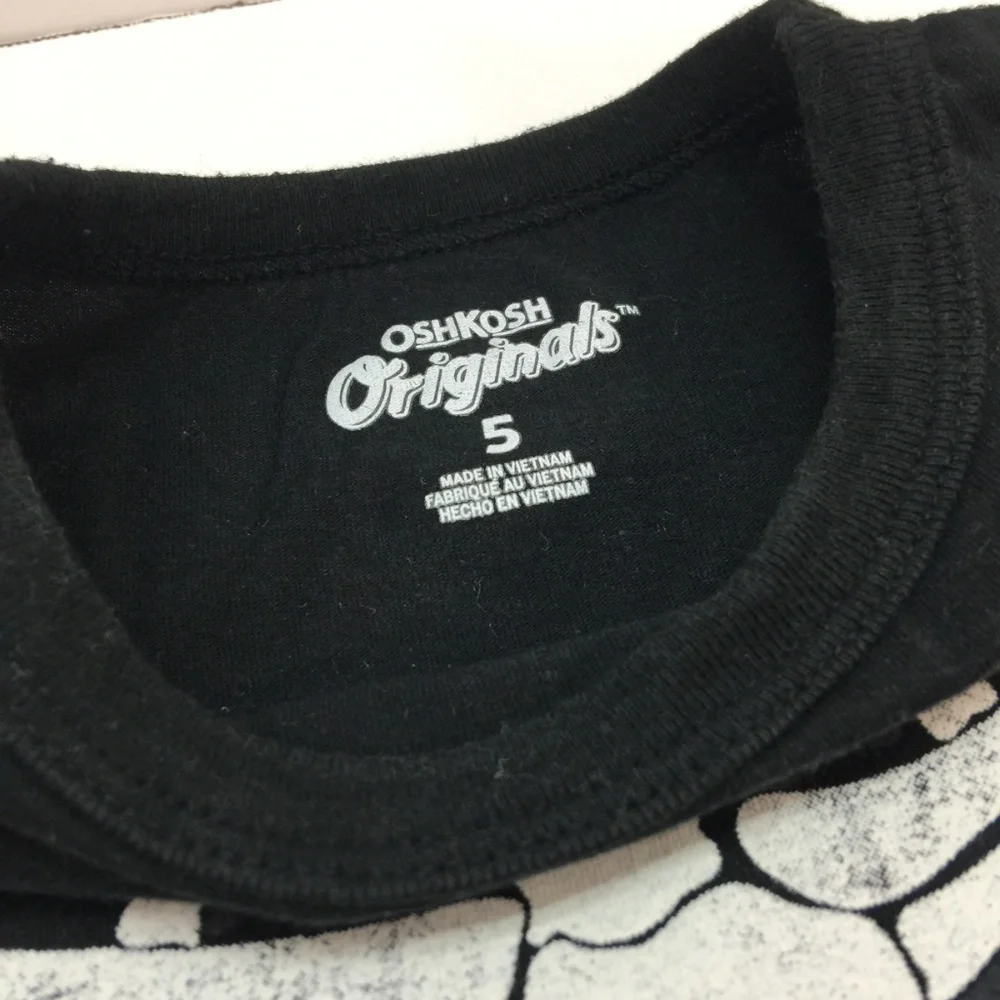 OshKosh Originals Boys Black‎ Long Sleeve Skeleton Graphic Tee Size 5